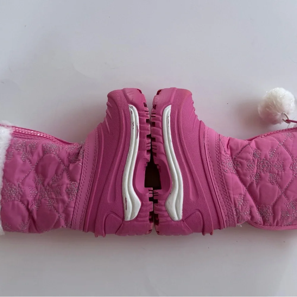 Boot Pink Snowflake pattern With Zipper Size 5 Insoles Of DuPont Thermo Lite